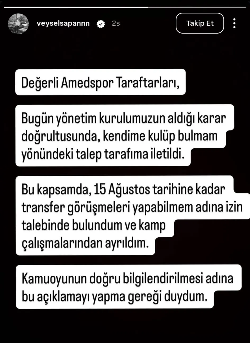 Amedspor’da kaleci Veysel Sapan ile yollar ayrılıyor