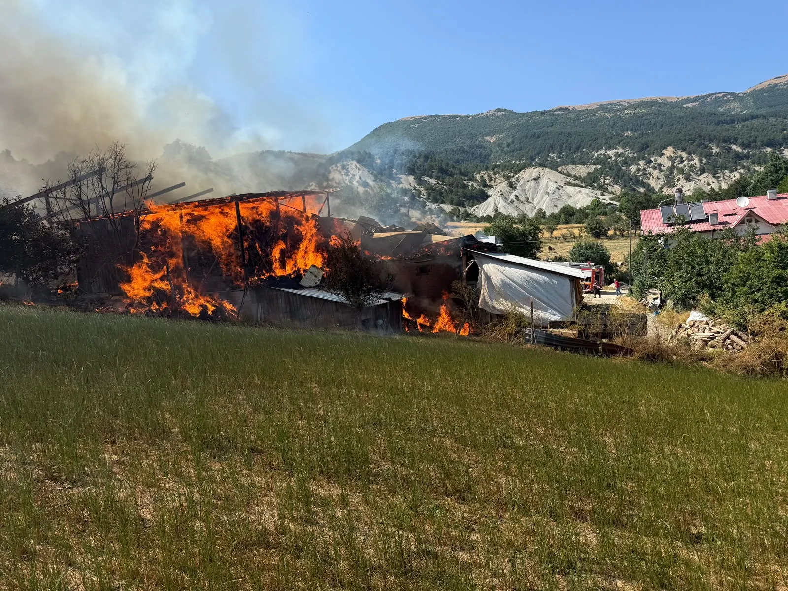 Mudurnu'da bir ailenin kışlık hazırlığı dakikalar içinde küle döndü