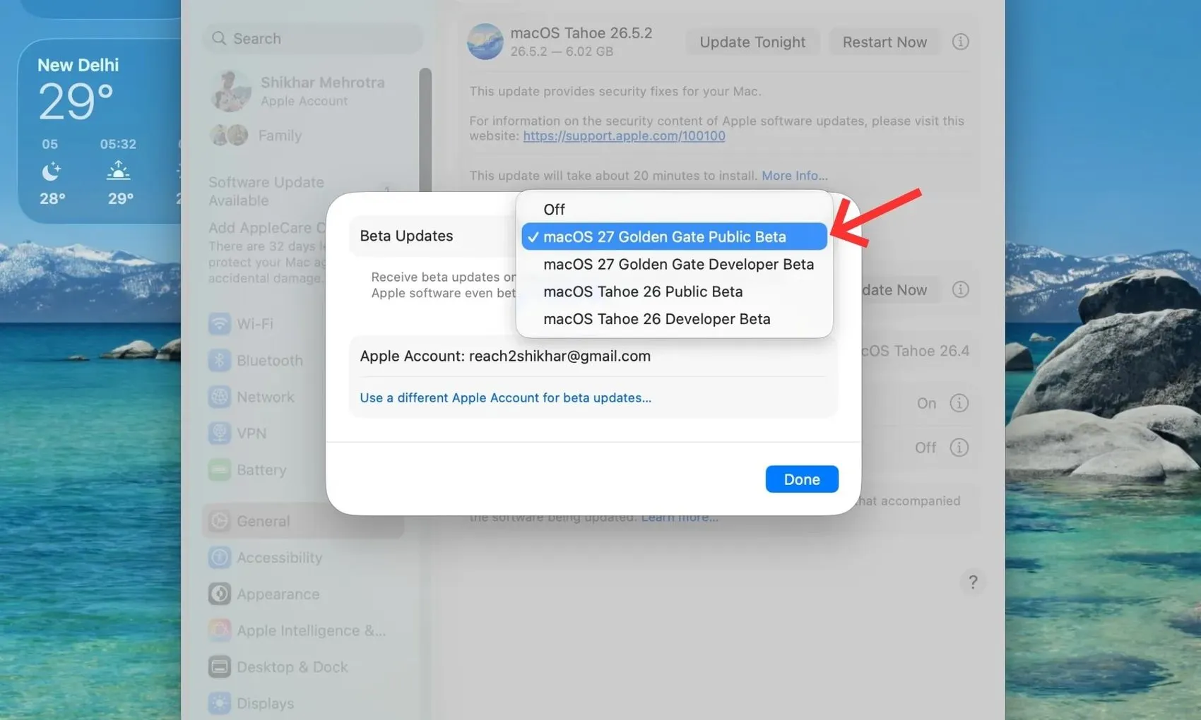macOS 27 Golden Gate genel beta yükleme