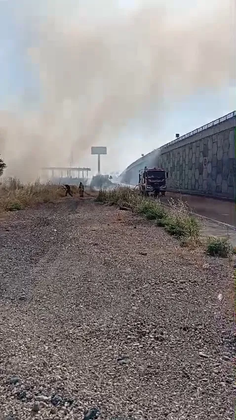 Diyarbakır'da anız yangını bir akaryakıt istasyonunu tehdit etti