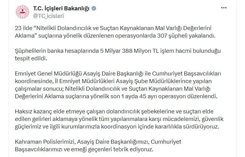 23 ilde büyük vurgun operasyonu