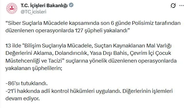 Siber suç örgütlerine 13 ilde büyük darbe
