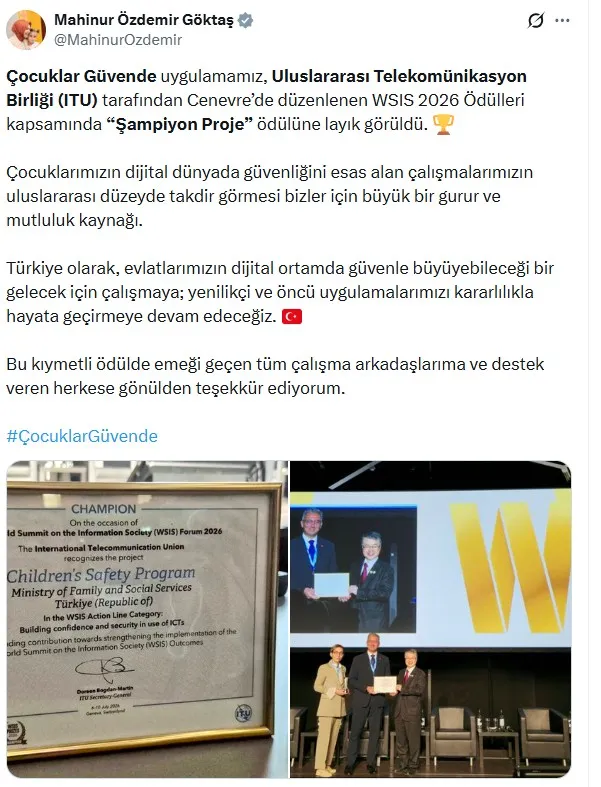 Çocuklar Güvende uygulaması uluslararası alanda ödül kazandı
