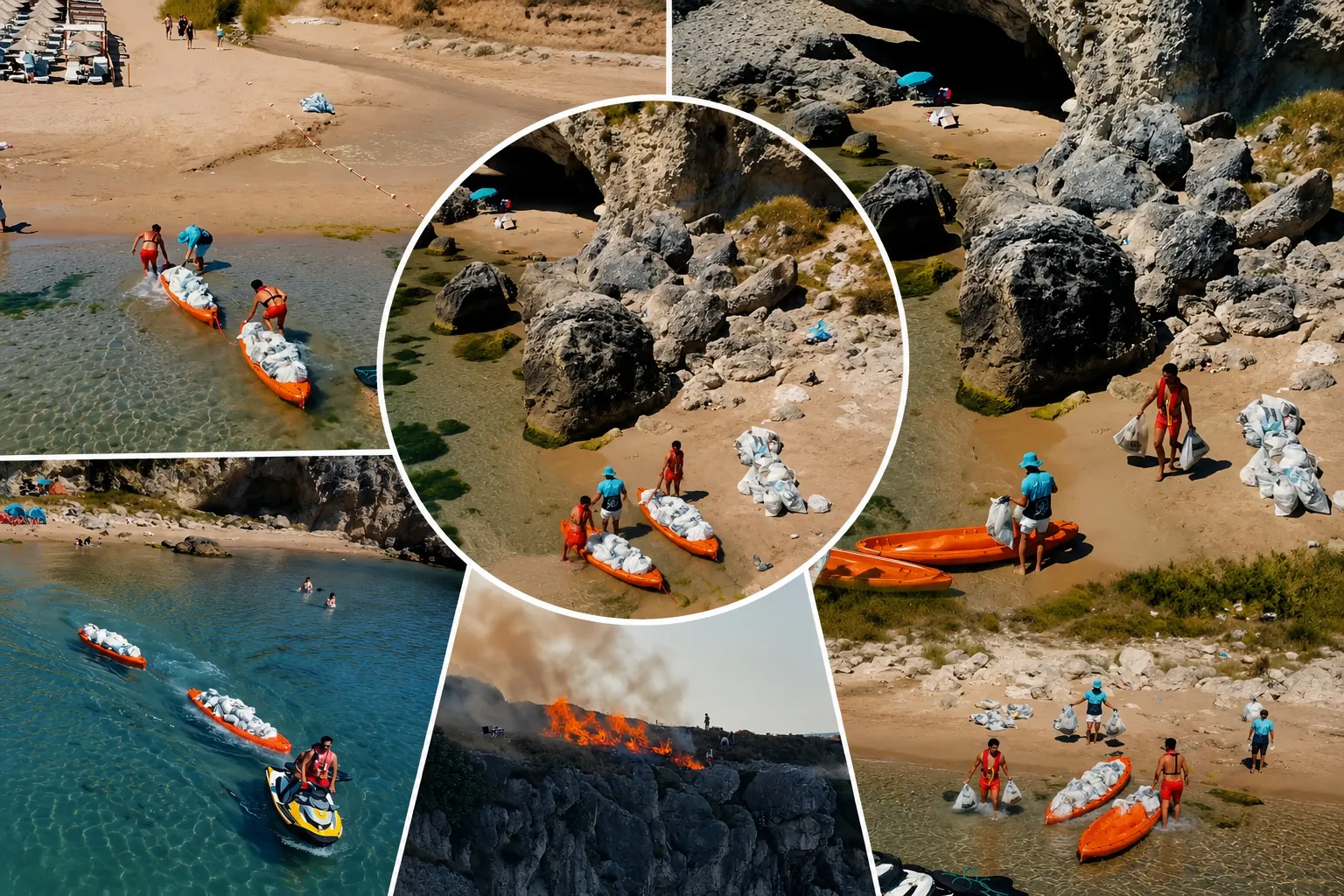 Şile sahillerinde çöp mesaisi Cankurtaranlar jet skilerle temizlik yaptı