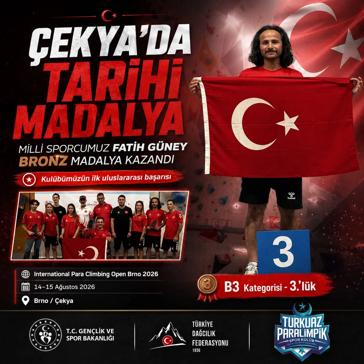 Milli sporcu Fatih Güney Avrupa kürsüsüne çıktı