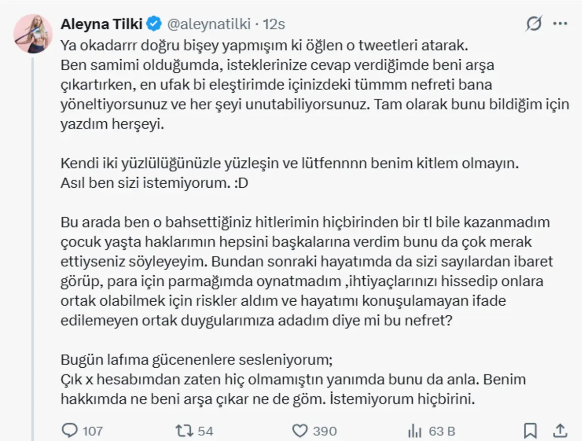 Aleyna Tilki fanlarıyla kavga etti! "Asıl ben sizi istemiyorum" 4