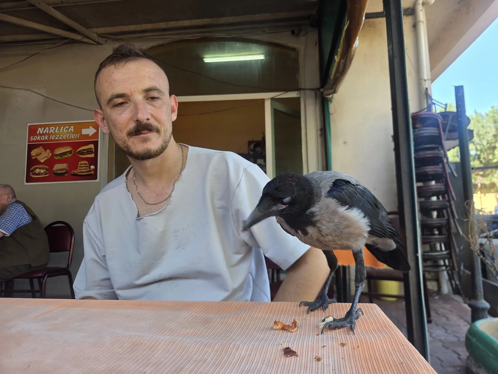 Göl kıyısında bulduğu kargayla ayrılmaz ikili oldu