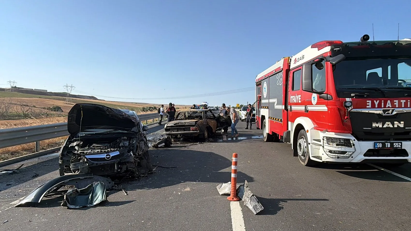 Tekirdağ Çorlu’da feci kaza Yanan araçta can verdi