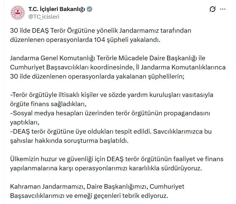 Türkiye genelinde DEAŞ ağına büyük darbe