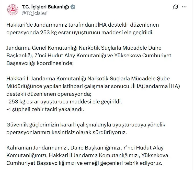 Hakkari sınırında dev uyuşturucu operasyonu
