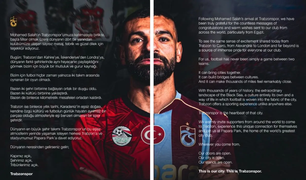 Trabzonspor Salah transferiyle dünyaya kapılarını açtı