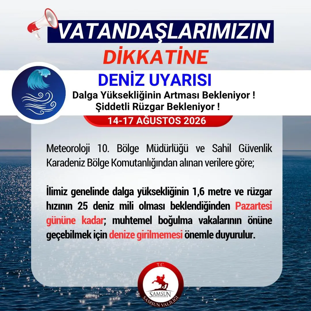 Samsun sahillerinde hafta sonu denize girmek yasaklandı