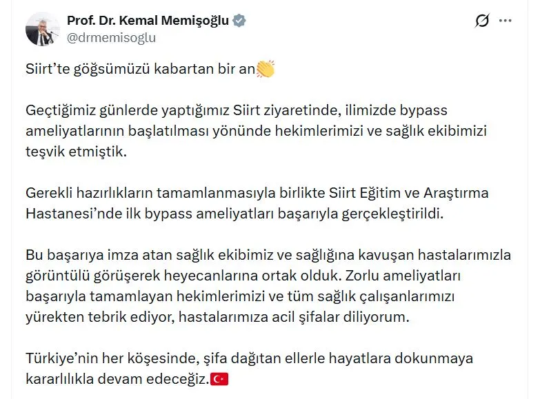 Siirt'te ilk kez bypass ameliyatı yapıldı