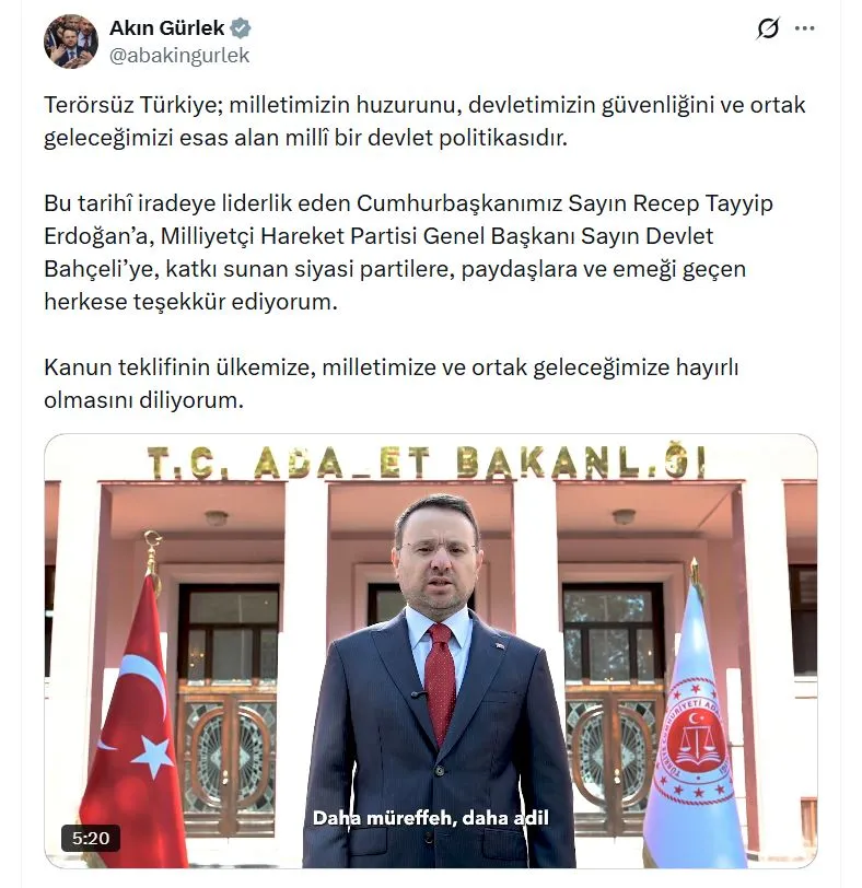Terörsüz Türkiye için yeni yasal yol haritası Meclis'e sunuldu