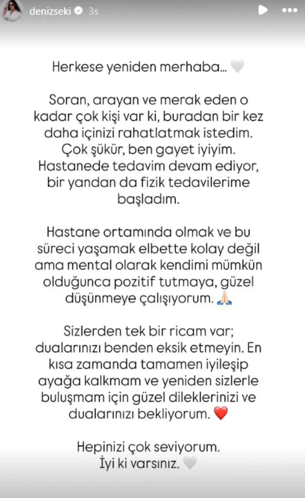 Deniz Seki fizik tedaviye başladı! Sevenlerinden dua istedi 2