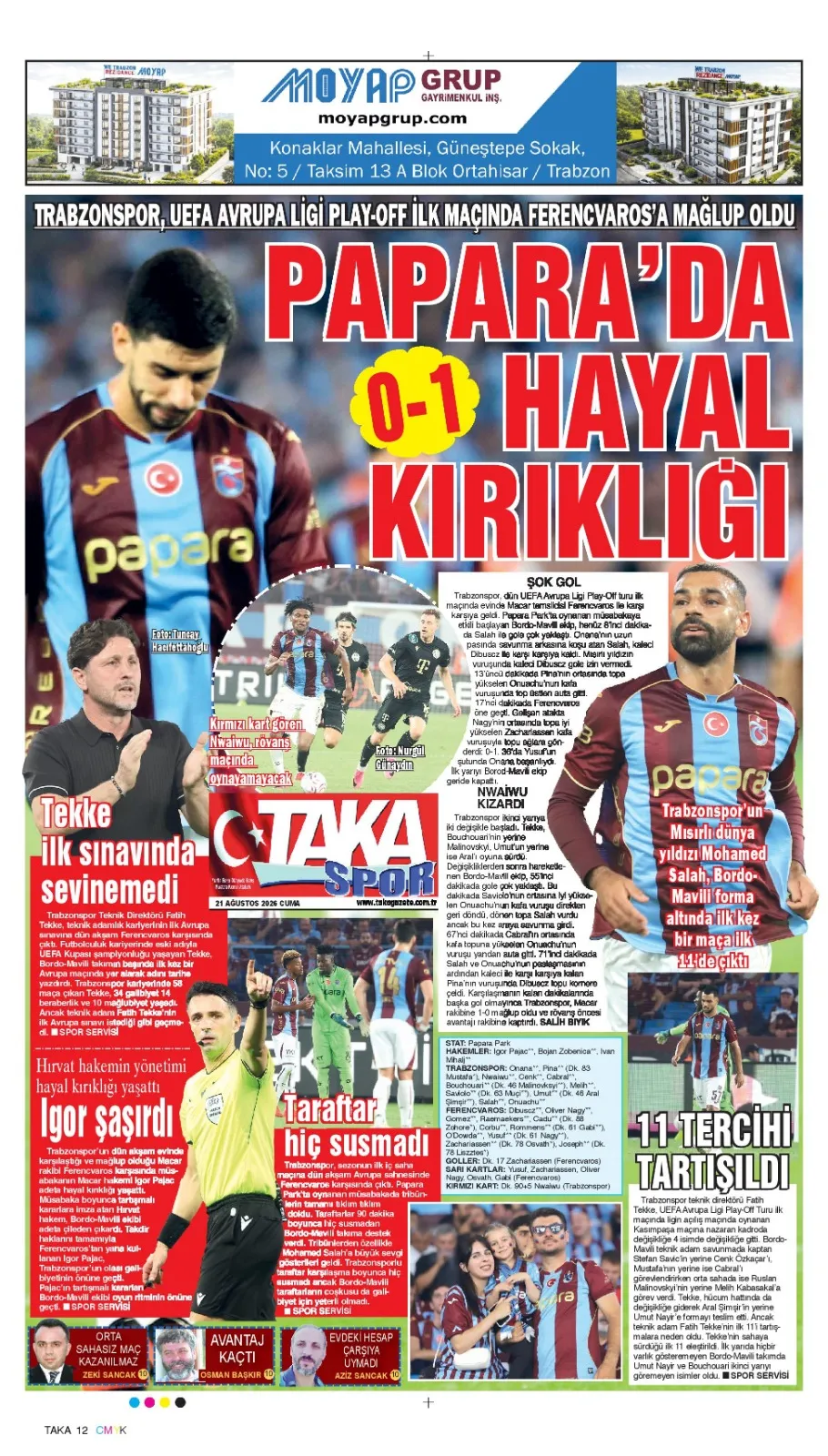 Trabzonspor sahasında Ferencvaros'a takıldı