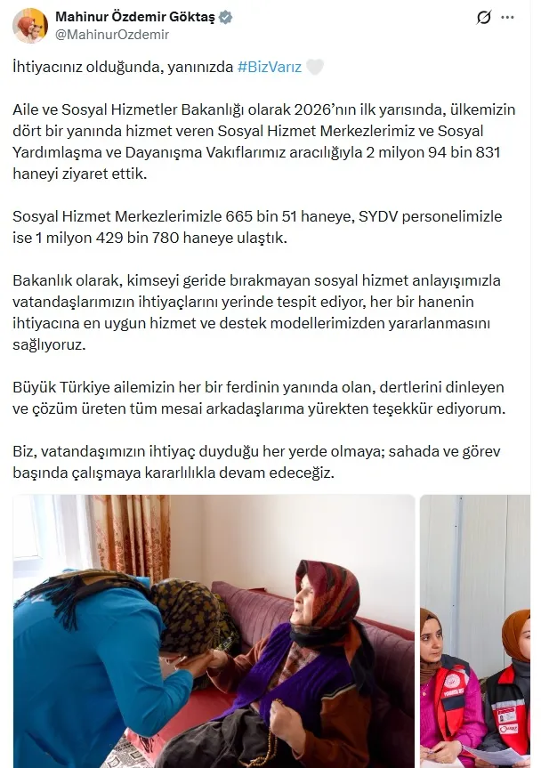 Bakan Göktaş anlattı 2026'nın ilk yarısında 2 milyondan fazla haneye ulaştık