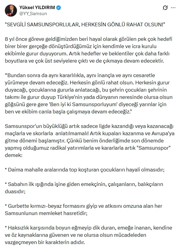 Samsunspor için hedef büyüdü Avrupa ve kupa dönemi