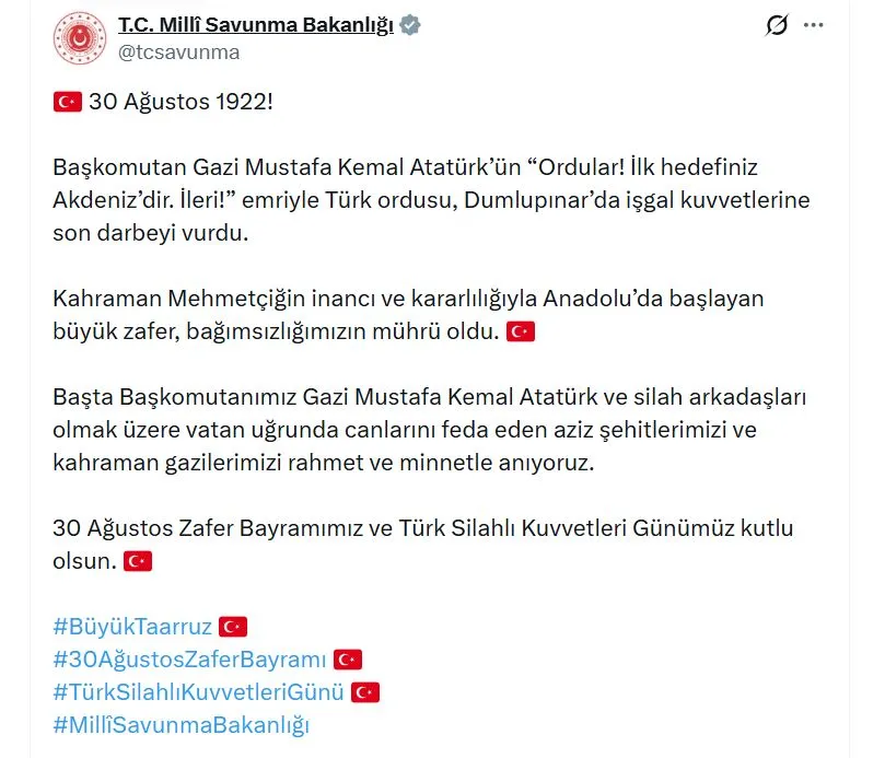 Ankara'dan yükselen zafer mesajı: Büyük Taarruz'un 104'üncü yılı coşkuyla kutlanıyor