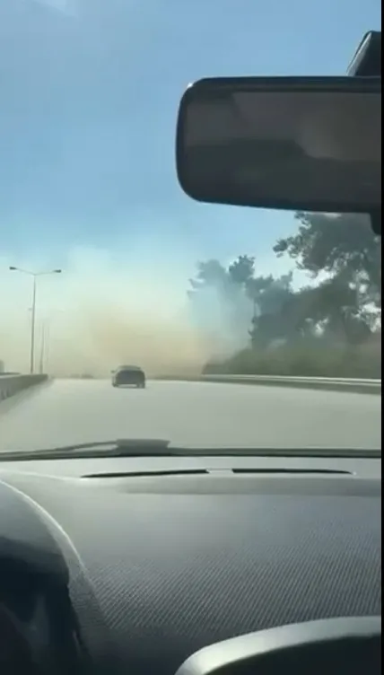 Bursa yolunda anız yangını trafiği felç etti
