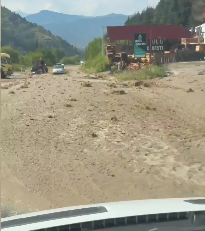 Artvin Şavşat’ta aniden bastıran sağanak yolları kapattı