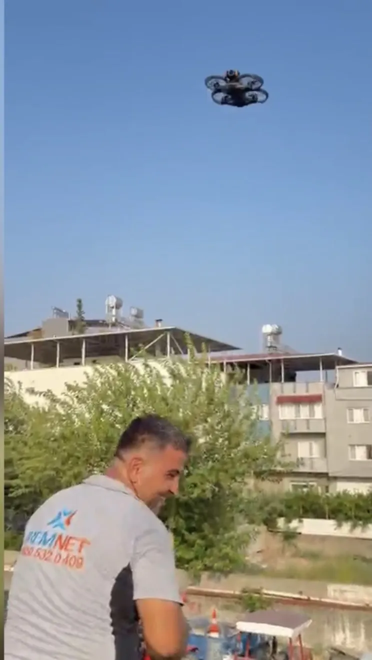 Osmaniyeli patronun dronla serinleten sürprizi