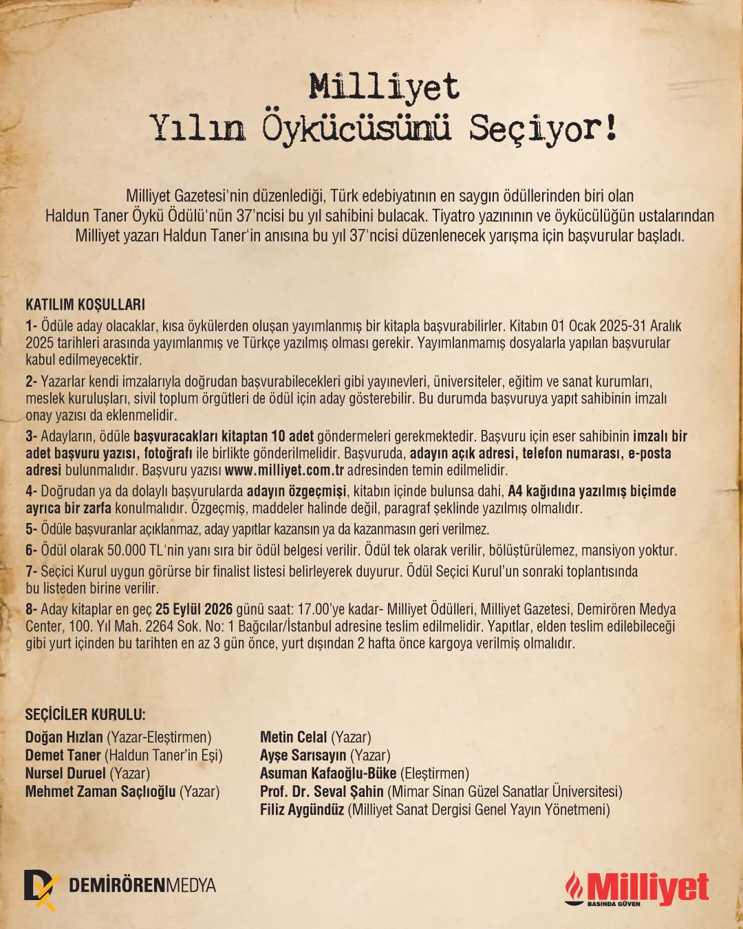 Yılın öykücüsü ödülünü almak için son başvuru tarihi belli oldu