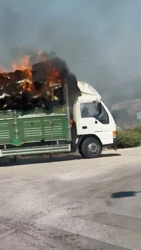Bursa'da kamyonda saman yangını paniği