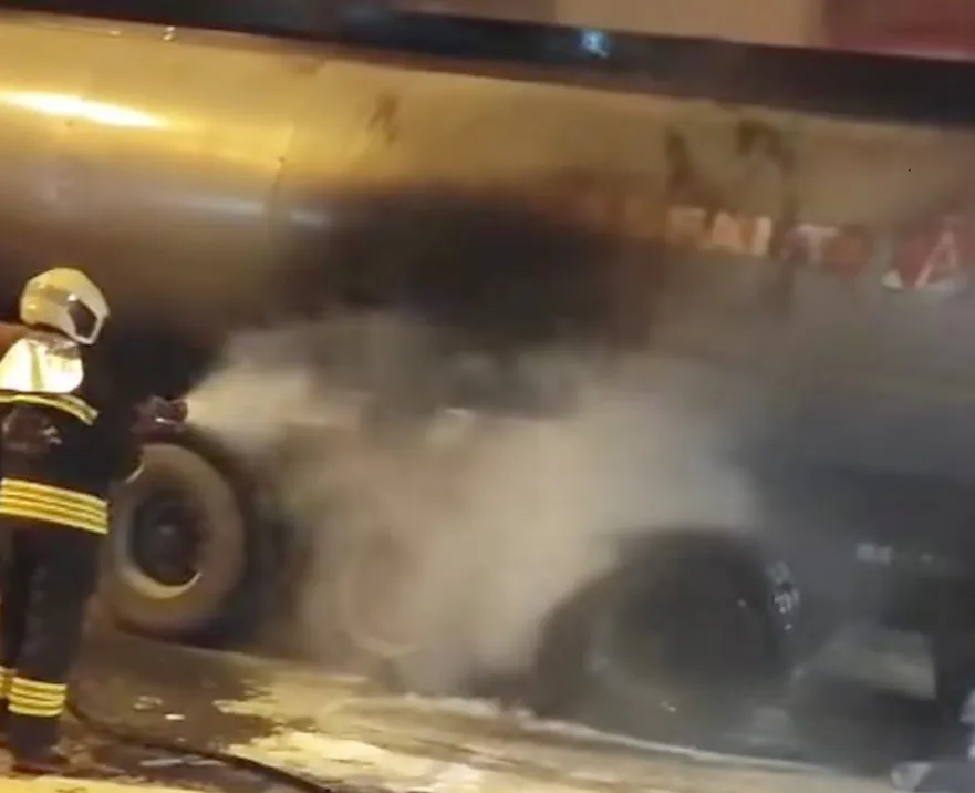 Nurdağı yolunda tanker yangını paniği