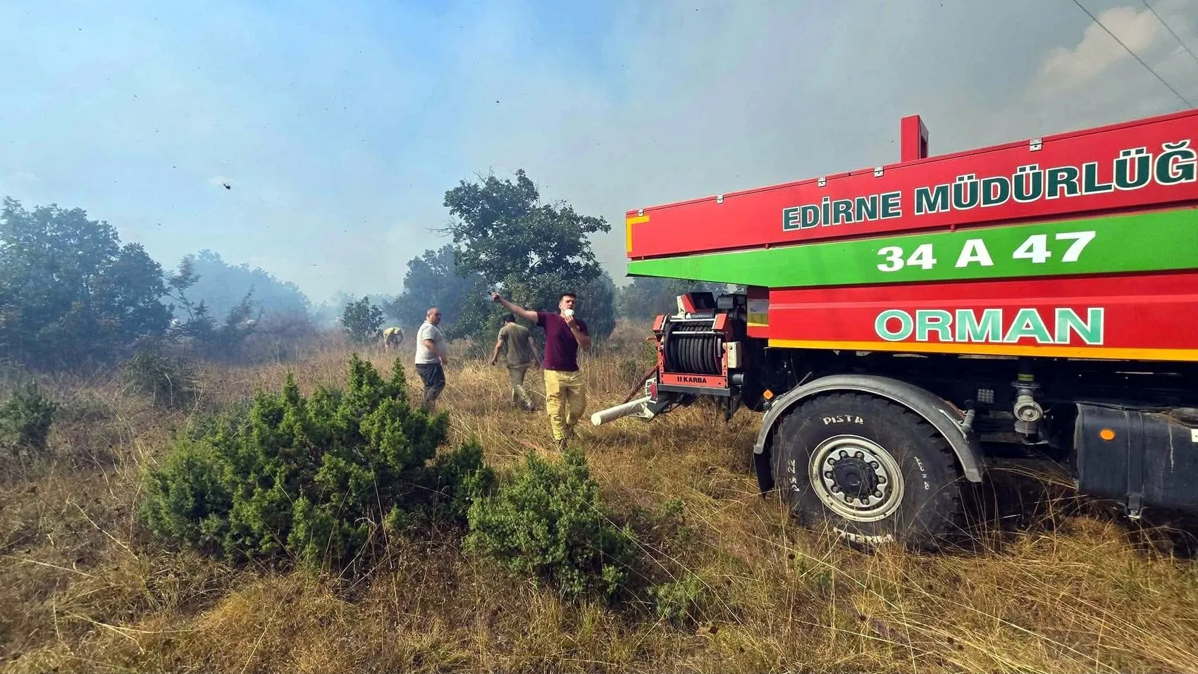 Edirne Meriç'te orman yangını paniği kontrol altına alındı