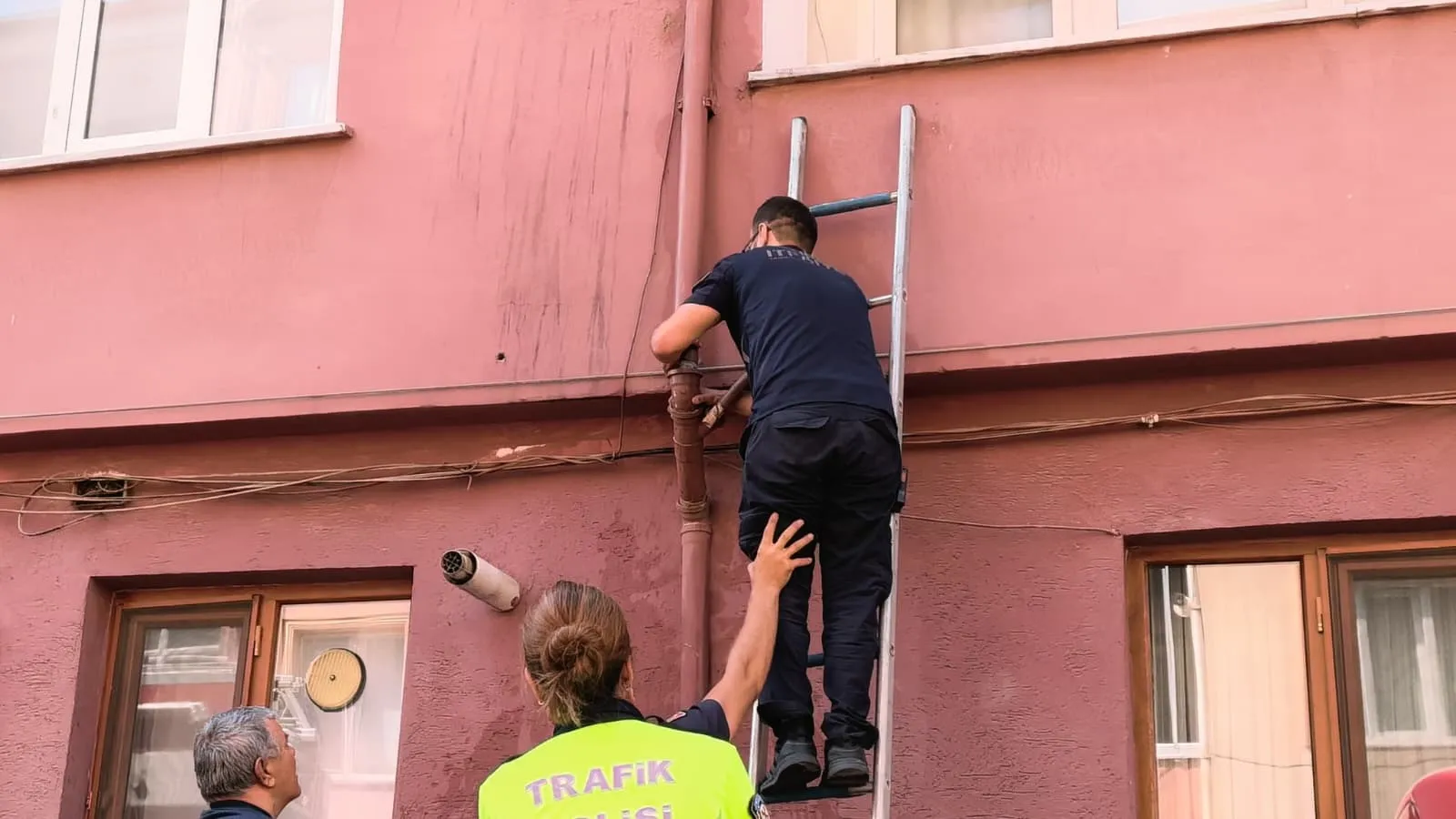 İnegöl'de boruya sıkışan yavru kedi ekipleri harekete geçirdi