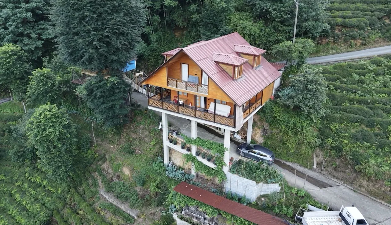 Rize’de yolun üzerine kurulan sıra dışı villa