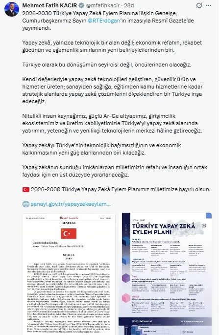 Türkiye yapay zeka ile 1 trilyon liralık ekonomiye hazırlanıyor