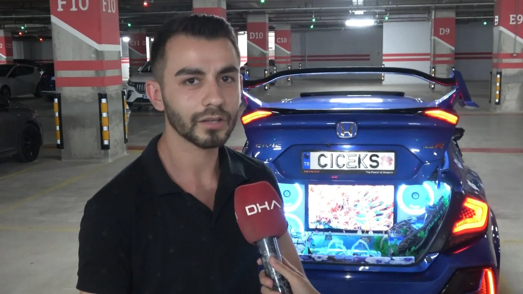 Bursalı gencin bagajında şelale ve akvaryum var