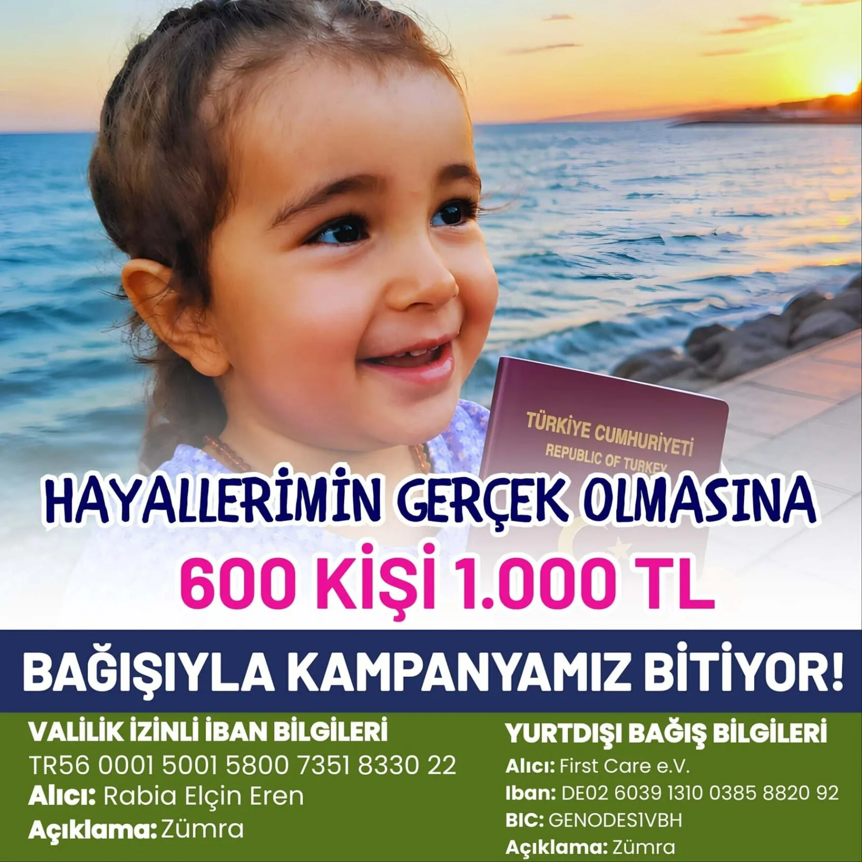 Zümra bebeğin tedavisi için son 600 bin lira kaldı