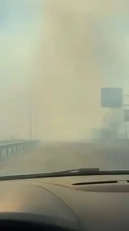 Bursa yolunda anız yangını trafiği felç etti