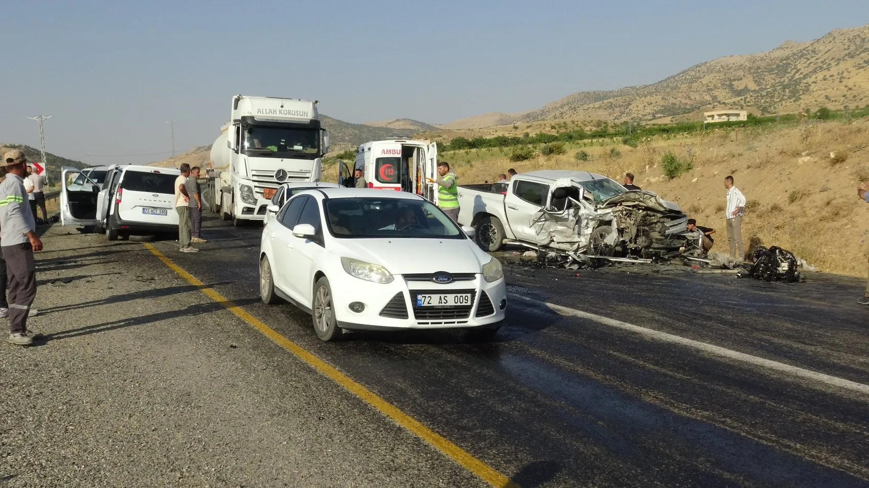 Batman Gercüş yolunda trafik kazası 7 kişi hastaneye kaldırıldı