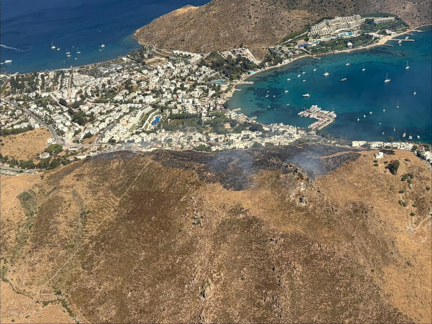 Bodrum'un Akyarlar Mahallesi'nde maki yangını Alevler 1 saatte söndürüldü