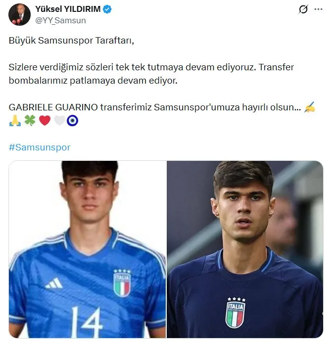 Samsunspor İtalyan stoper Gabriele Guarino ile anlaştı