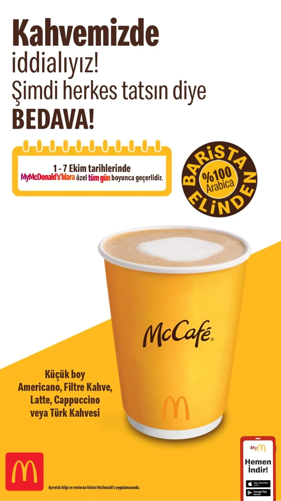 Ekim ayının ilk haftasında kahve molaları McDonald’s ile ücretsiz şenleniyor