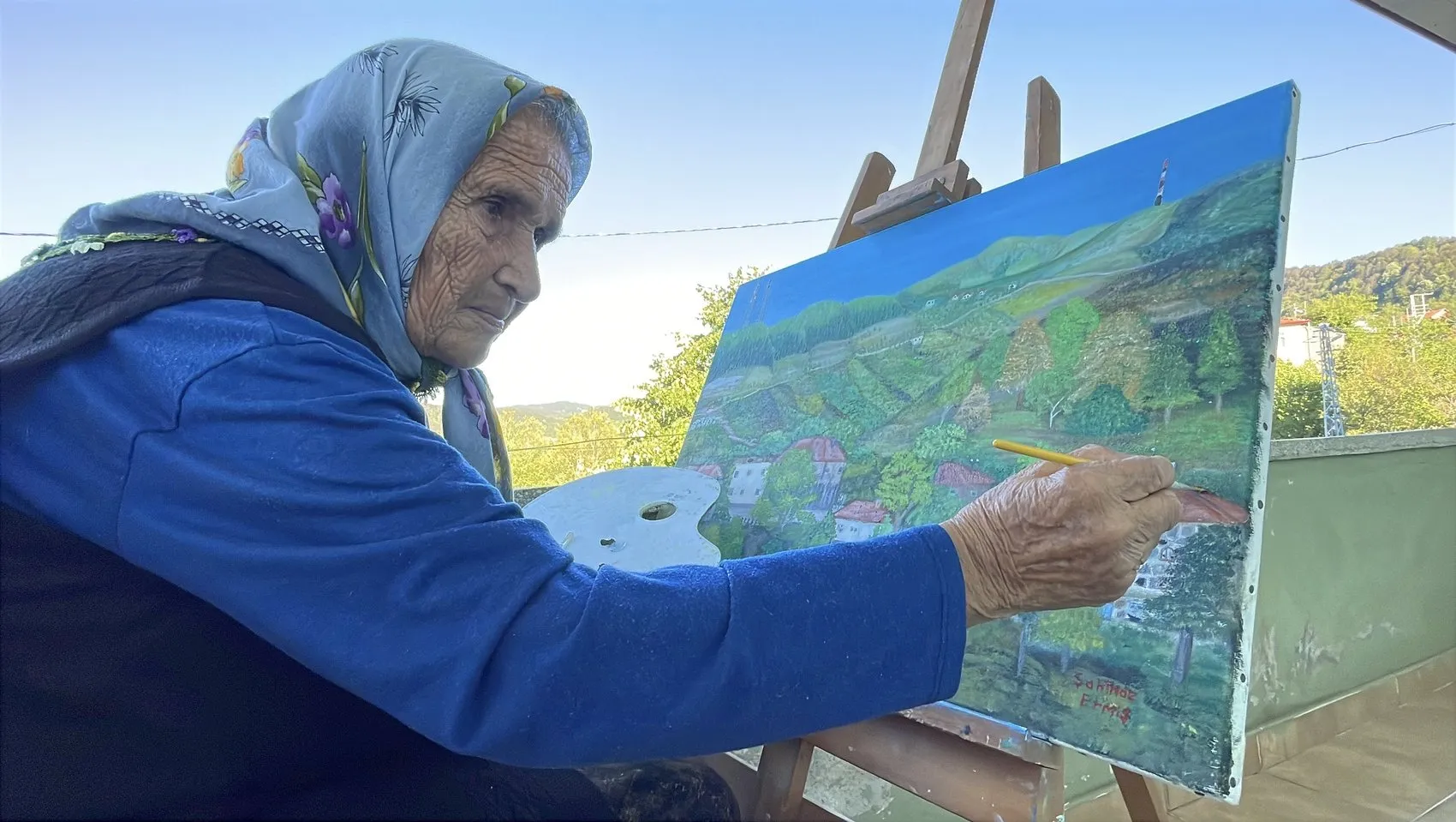 81 yaşında tuvalin başına geçti: Bob Ross'tan ilham aldı, şimdi ikinci sergisi için gün sayıyor