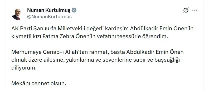 Genç yaşta gelen büyük acı: Milletvekili Önen'in kızı Fatma Zehra hayatını kaybetti