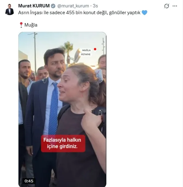 Muğla'da beklenmedik karşılaşma: Bakan Kurum'a depremzededen duygusal teşekkür