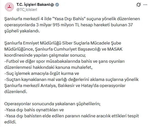 Dijital ağlarda dev operasyon: Milyarlarca liralık yasa dışı bahis trafiğine darbe