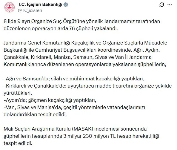 Milyarlarca liralık kirli ağ çökertildi: 8 ilde eş zamanlı dev operasyon