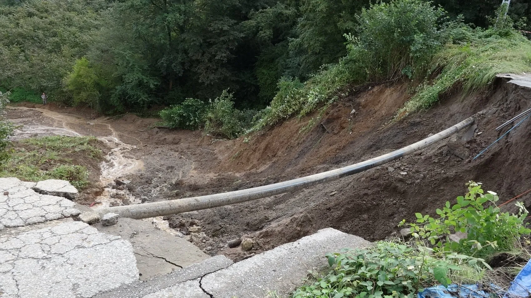 Trabzon'da gece yarısı dehşeti: Yol çöktü, araç dere yatağına uçtu