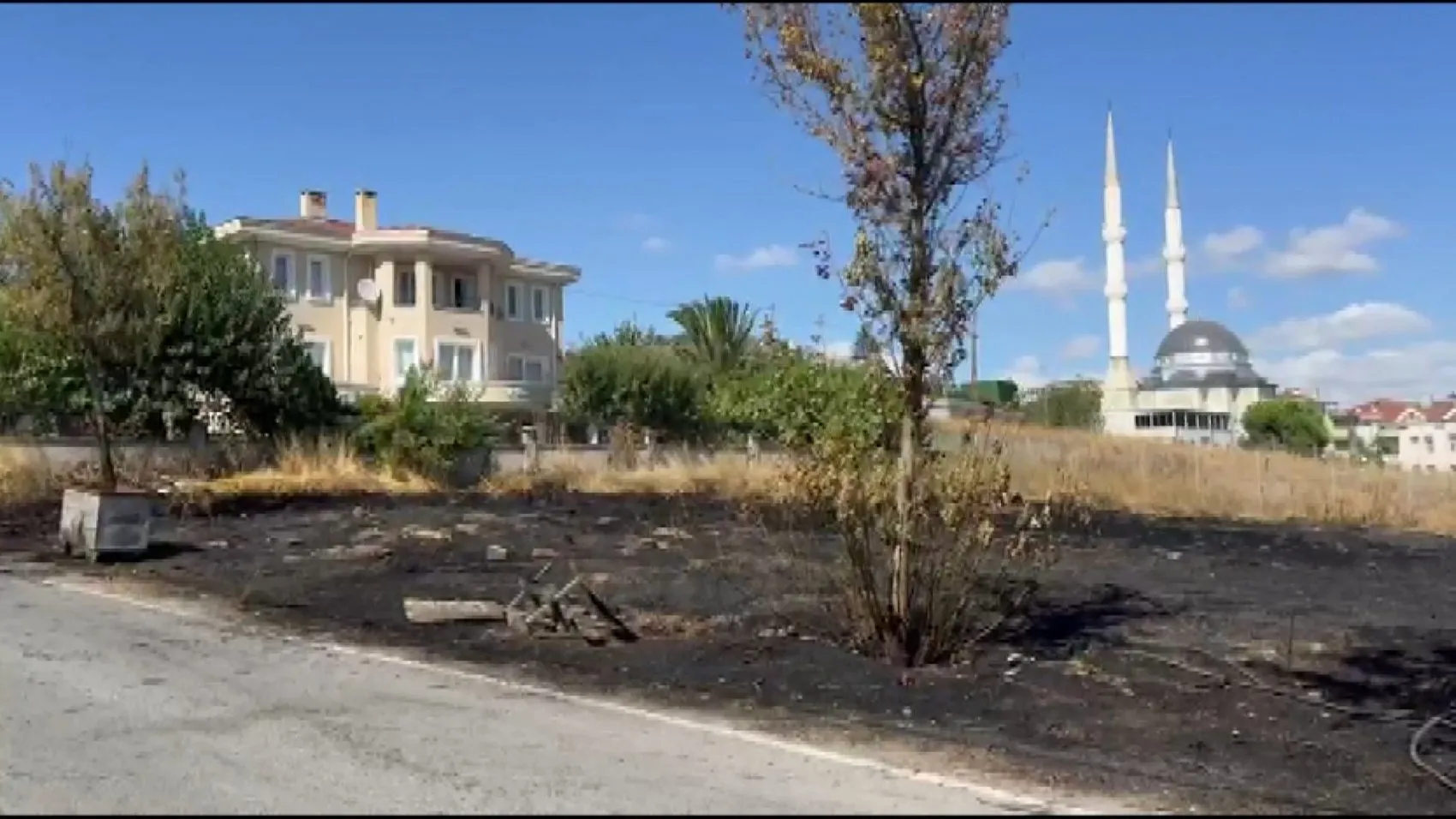 Beylikdüzü'nde korkutan anlar: Otluk alandaki alevler park halindeki aracı yuttu